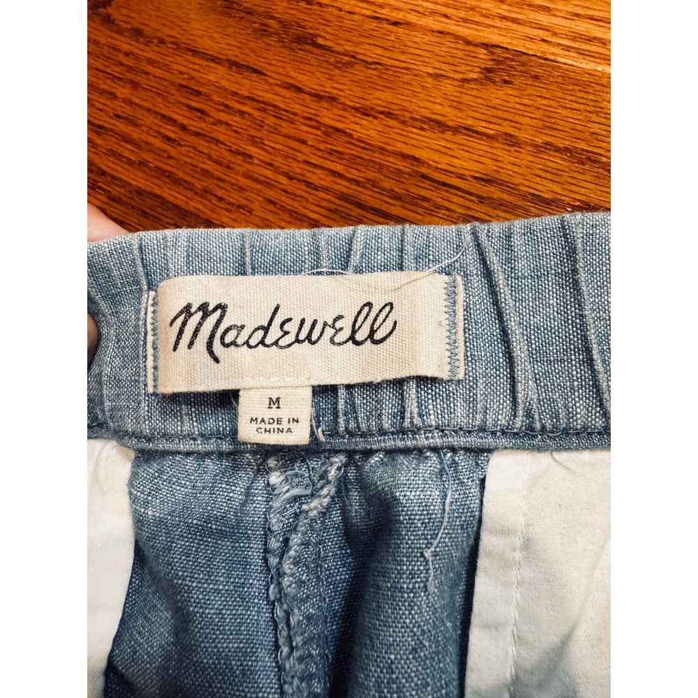 Madewell Womens Pull On Shorts Bundle Size M Blue Chambray Olive Green 2 Pairs - Picture 3 of 5
